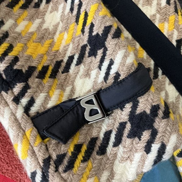 Bogner Black, Yellow, Tan Check Kerri-D Wool Blend Removable Hooded Coat M - Picture 10 of 10